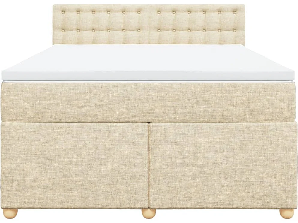 Sommier à lattes de lit avec matelas Crème 140x200 cm Tissu