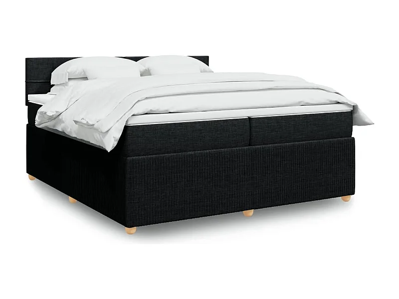 Sommier à lattes de lit avec matelas Noir 200x200 cm Tissu