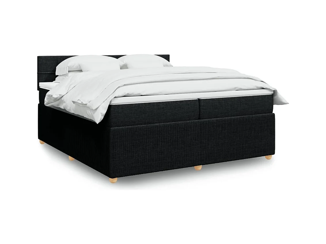 Sommier à lattes de lit avec matelas Noir 200x200 cm Tissu