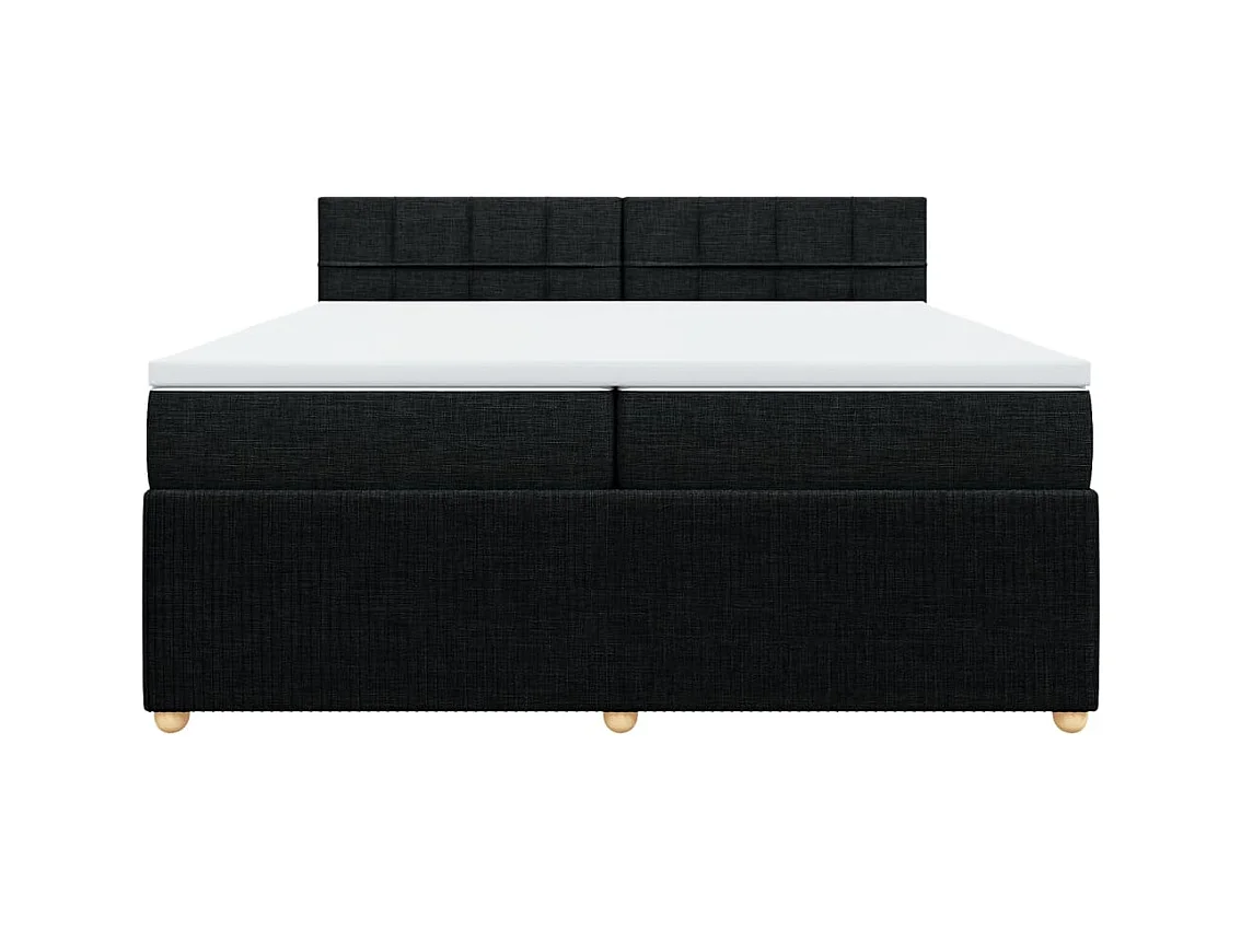 Sommier à lattes de lit avec matelas Noir 200x200 cm Tissu