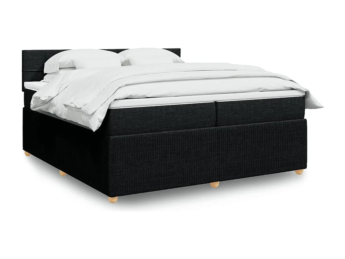 Sommier à lattes de lit avec matelas Noir 200x200 cm Tissu