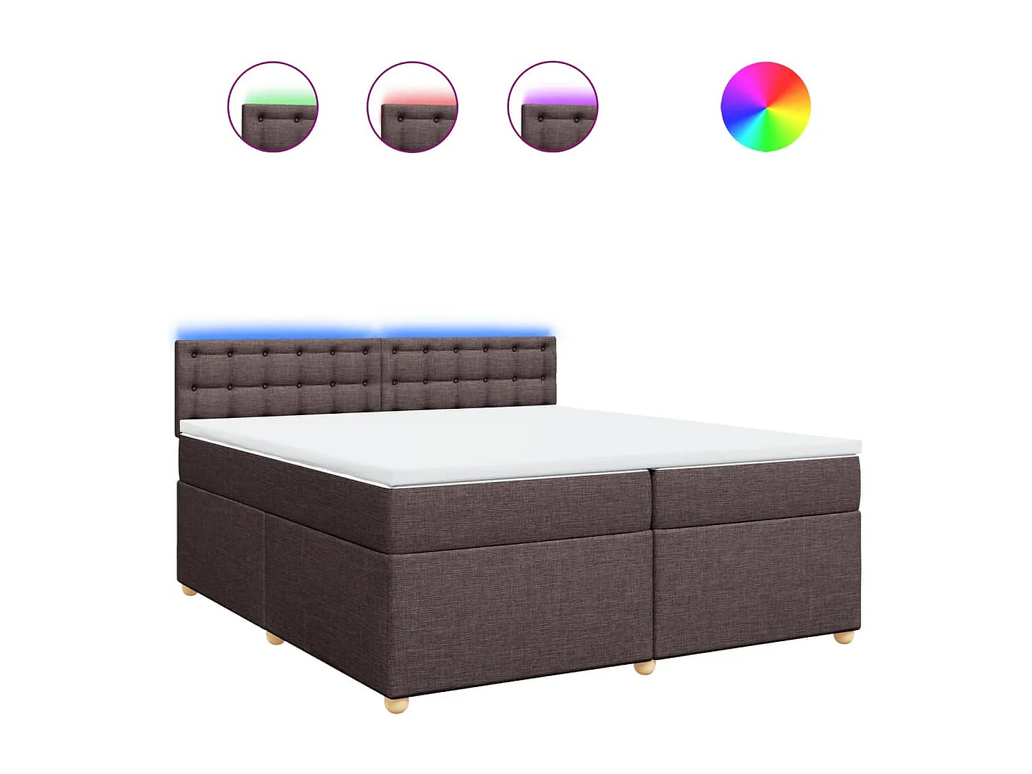 Sommier à lattes de lit avec matelas Marron foncé 200x200 cm