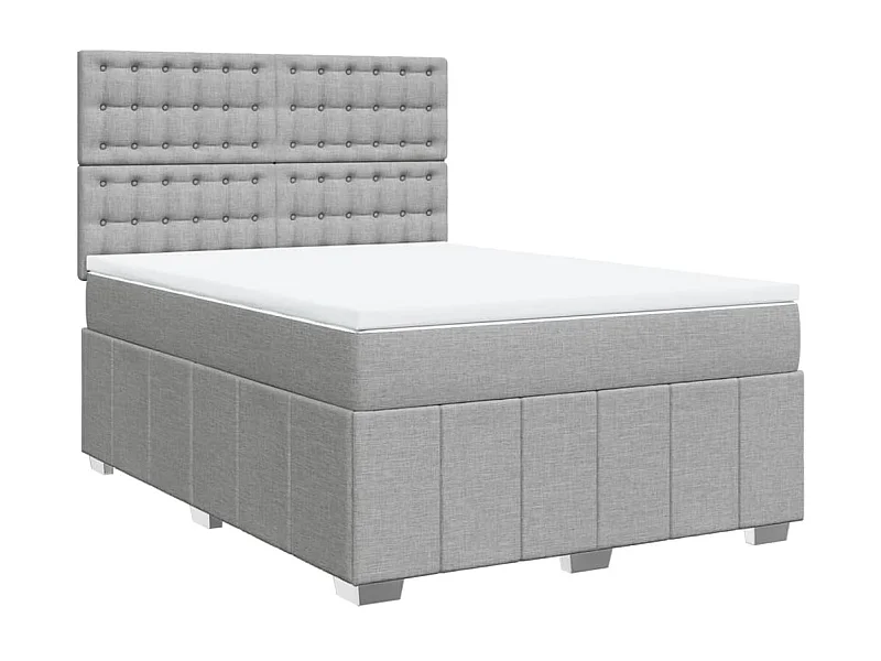 Sommier à lattes de lit avec matelas Gris clair 140x190cm Tissu