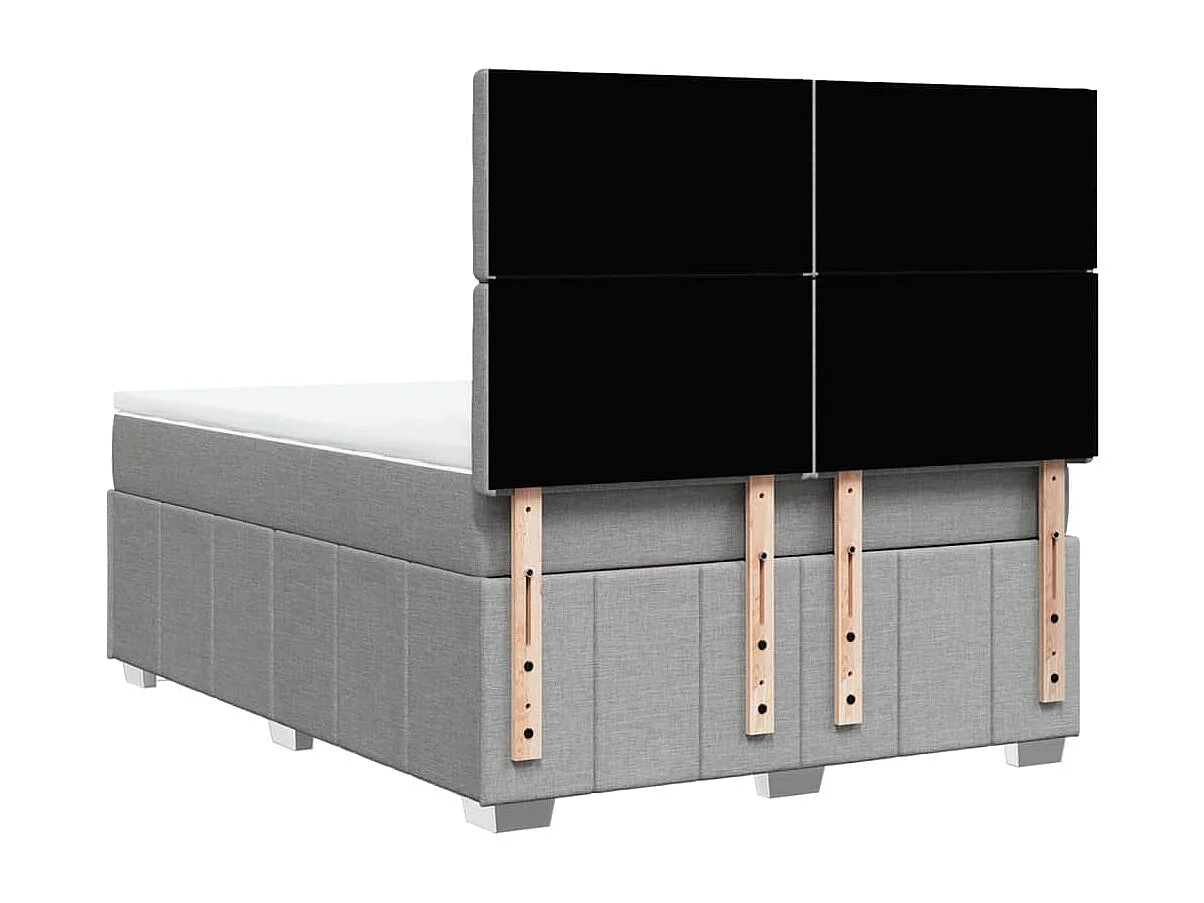 Sommier à lattes de lit avec matelas Gris clair 140x190cm Tissu
