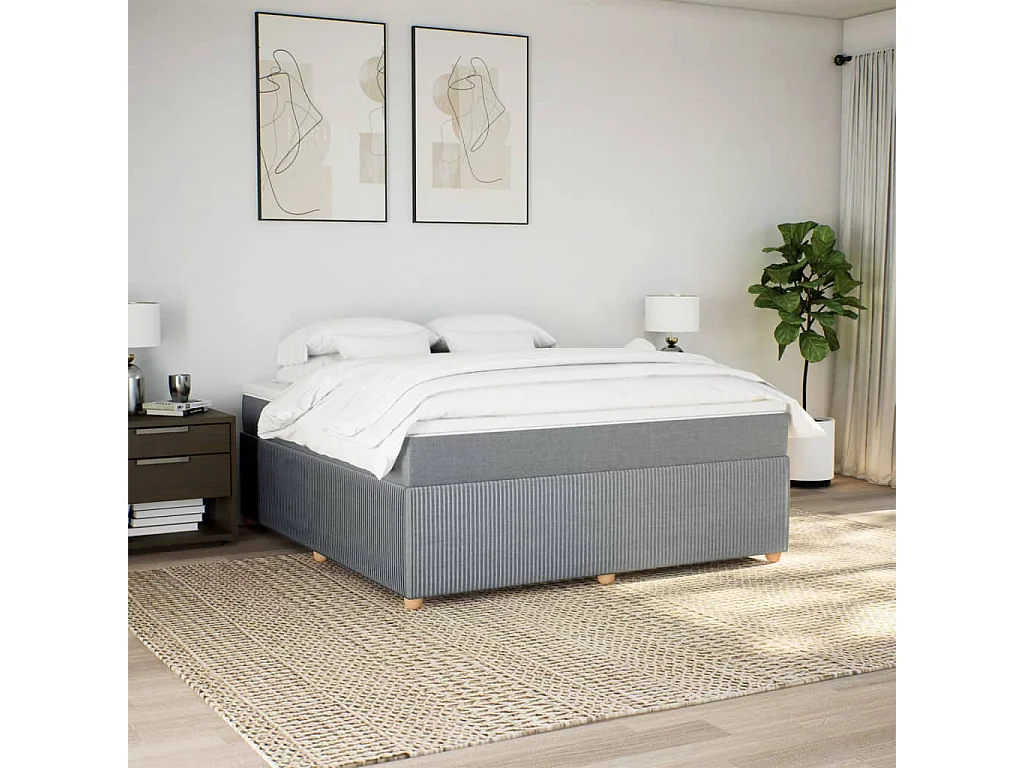 Sommier à lattes de lit avec matelas Gris clair 180x200cm Tissu