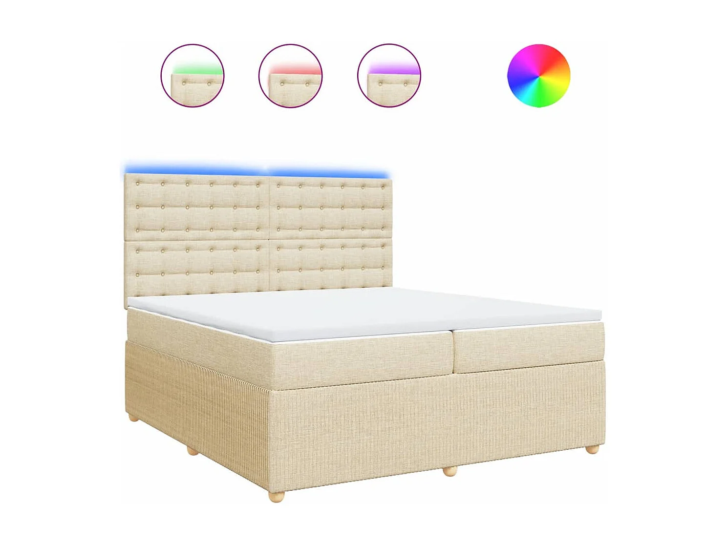 Sommier à lattes de lit avec matelas Crème 200x200 cm Tissu