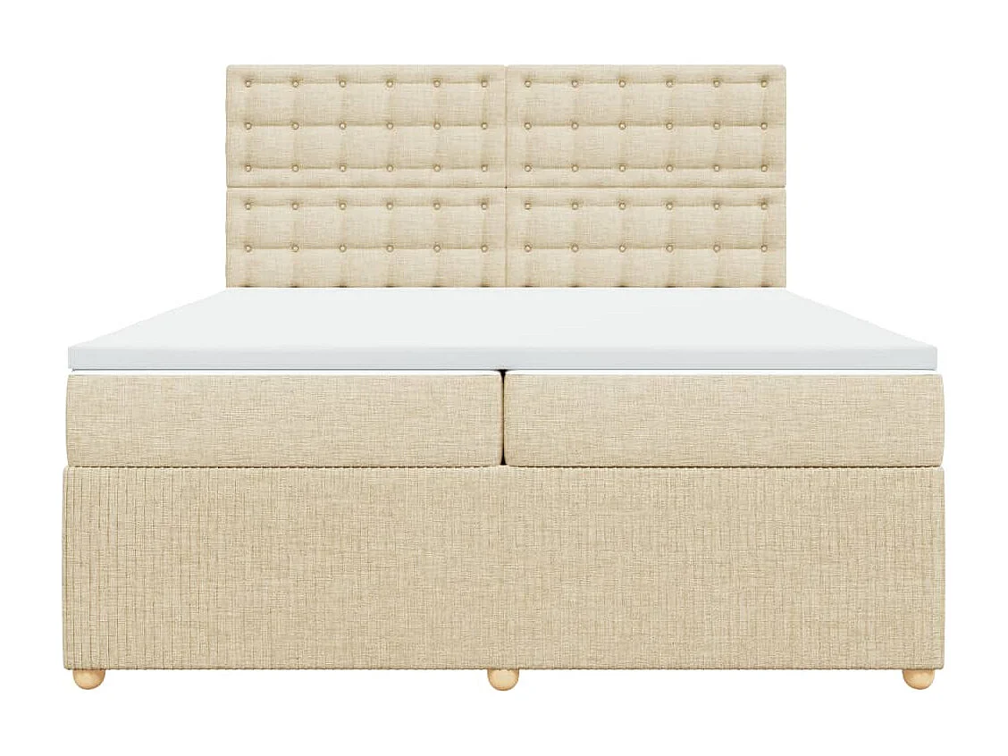 Sommier à lattes de lit avec matelas Crème 200x200 cm Tissu