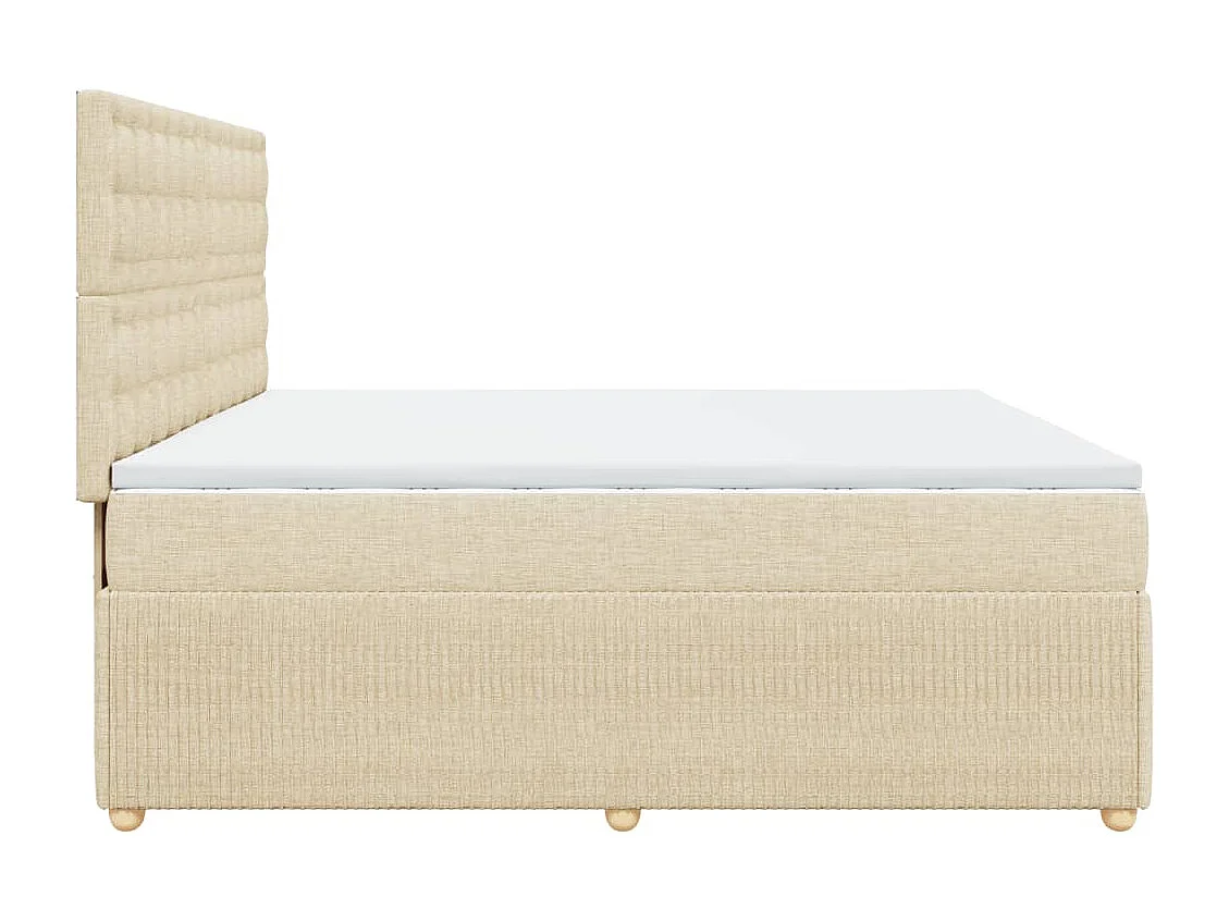 Sommier à lattes de lit avec matelas Crème 200x200 cm Tissu