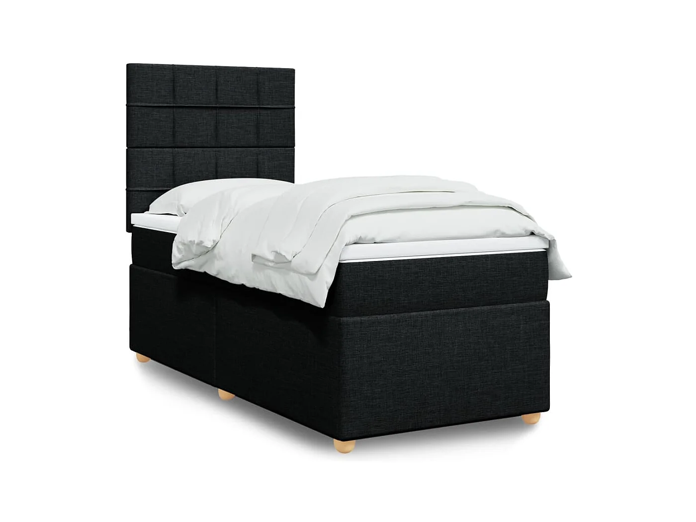 Cama box spring con colchón tela negro 100x200 cm