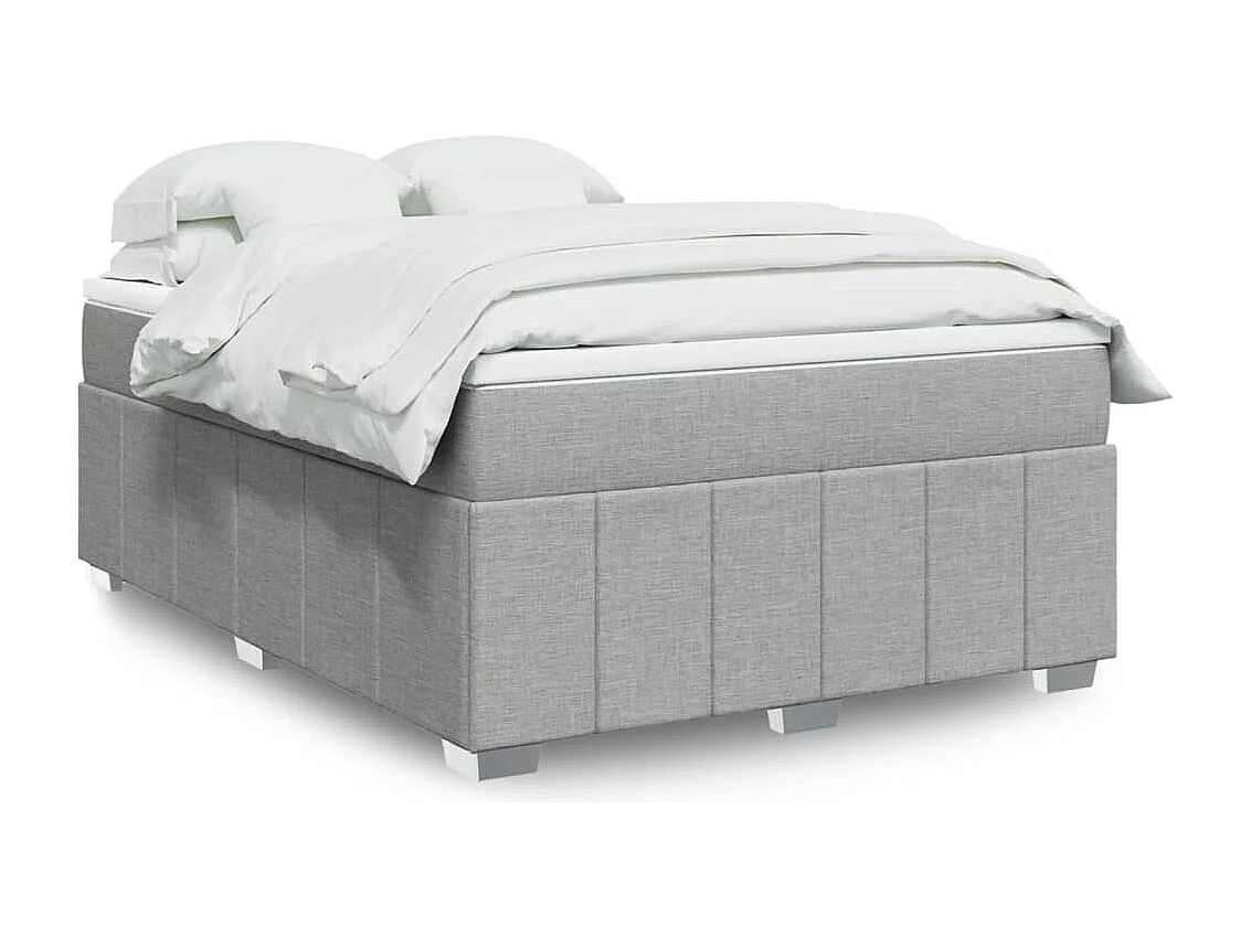 Sommier à lattes de lit avec matelas Gris clair 140x190cm Tissu