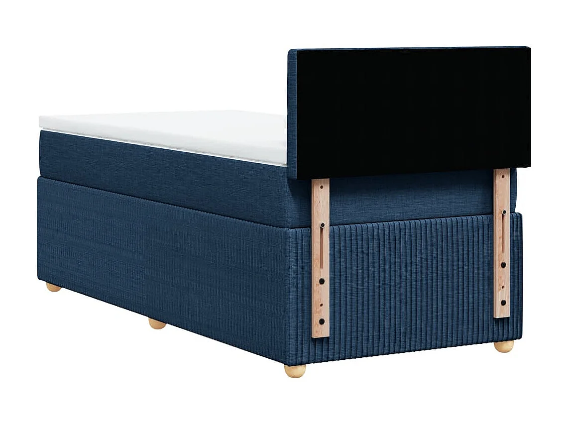 Cama box spring con colchón tela azul 80x200 cm