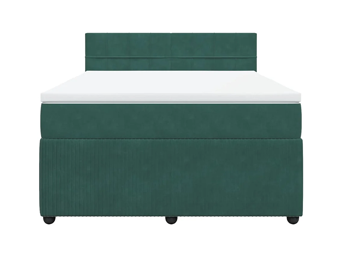 Sommier à lattes de lit et matelas Vert foncé 140x190cm Velours