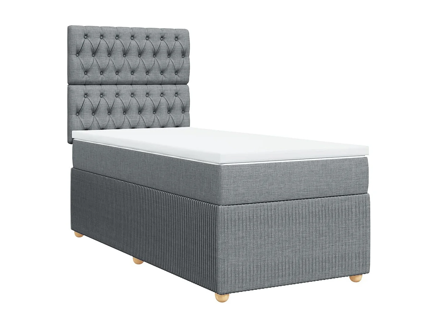 Boxspring met matras stof lichtgrijs 90x200 cm