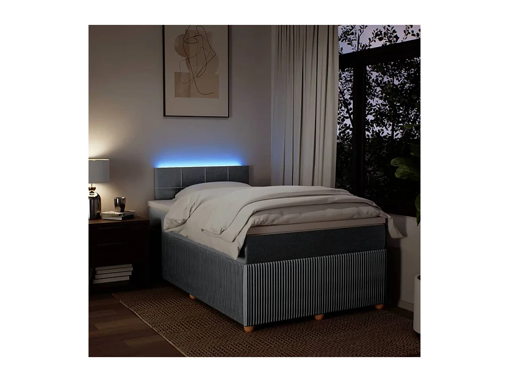 Cama boxspring com colchão 120x190 cm tecido cinzento-claro