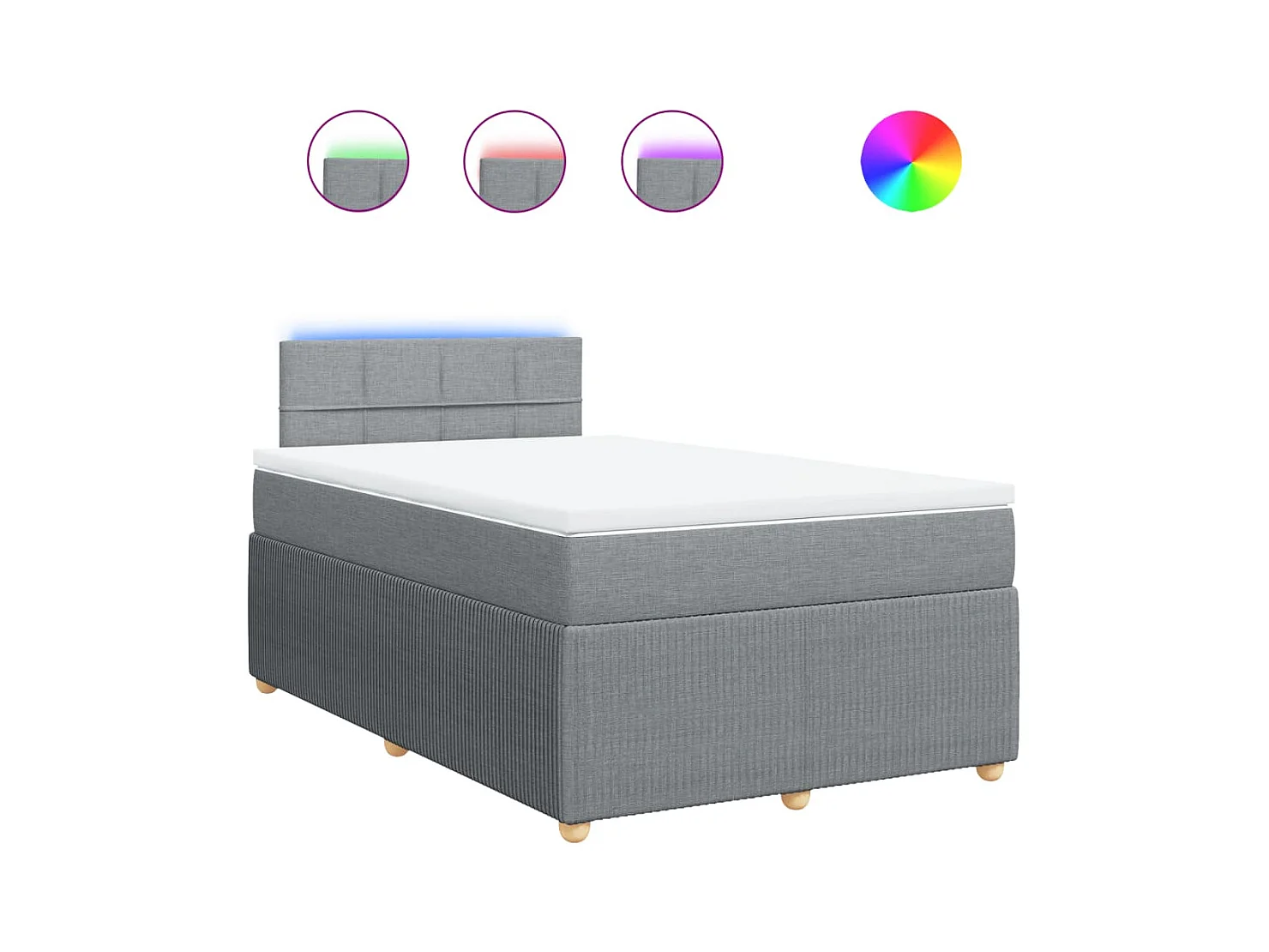 Cama boxspring com colchão 120x190 cm tecido cinzento-claro
