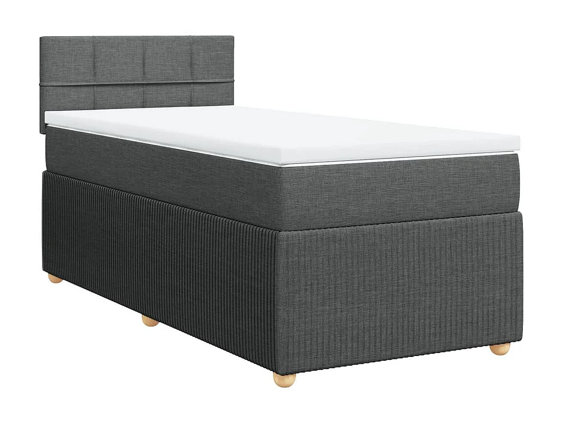 Sommier à lattes de lit avec matelas Gris foncé 90x200 cm Tissu