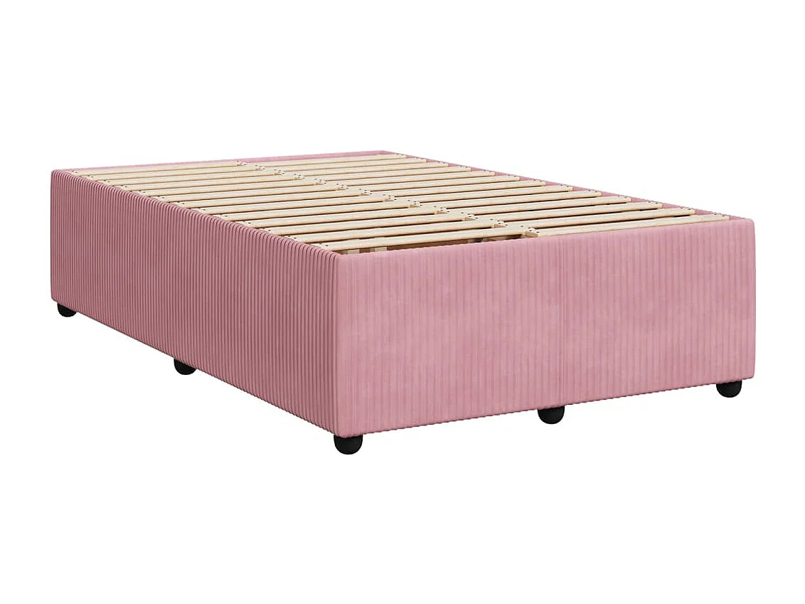 Cama box spring con colchón terciopelo rosa 120x190 cm