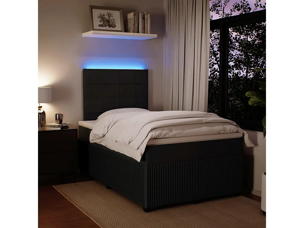 Sommier à lattes de lit avec matelas Noir 120x200 cm Velours