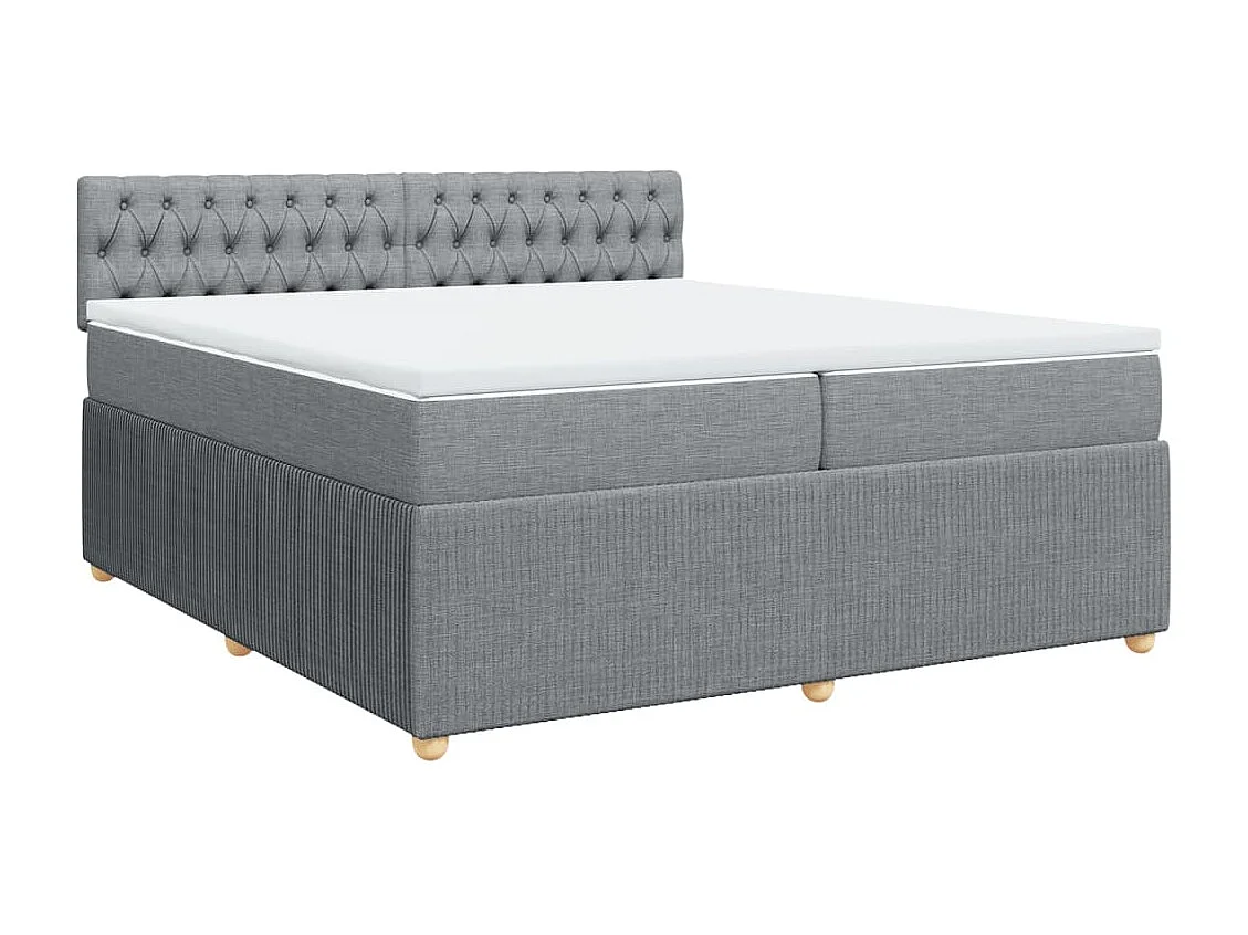 Sommier à lattes de lit avec matelas Gris clair 200x200cm Tissu
