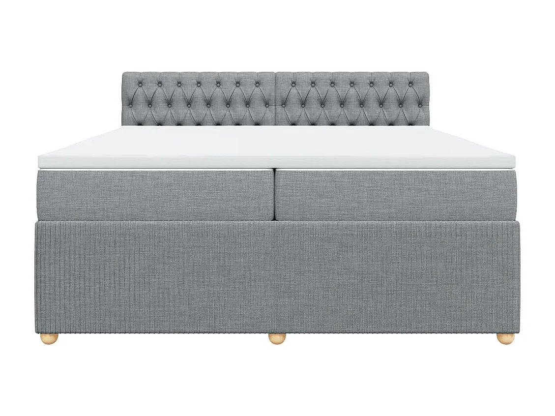 Sommier à lattes de lit avec matelas Gris clair 200x200cm Tissu
