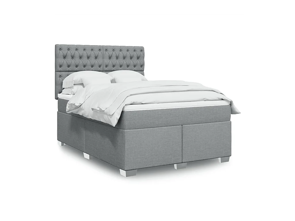 Sommier à lattes de lit avec matelas Gris clair 160x200cm Tissu