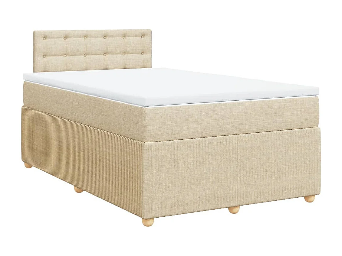 Cama box spring con colchón tela color crema 120x190 cm