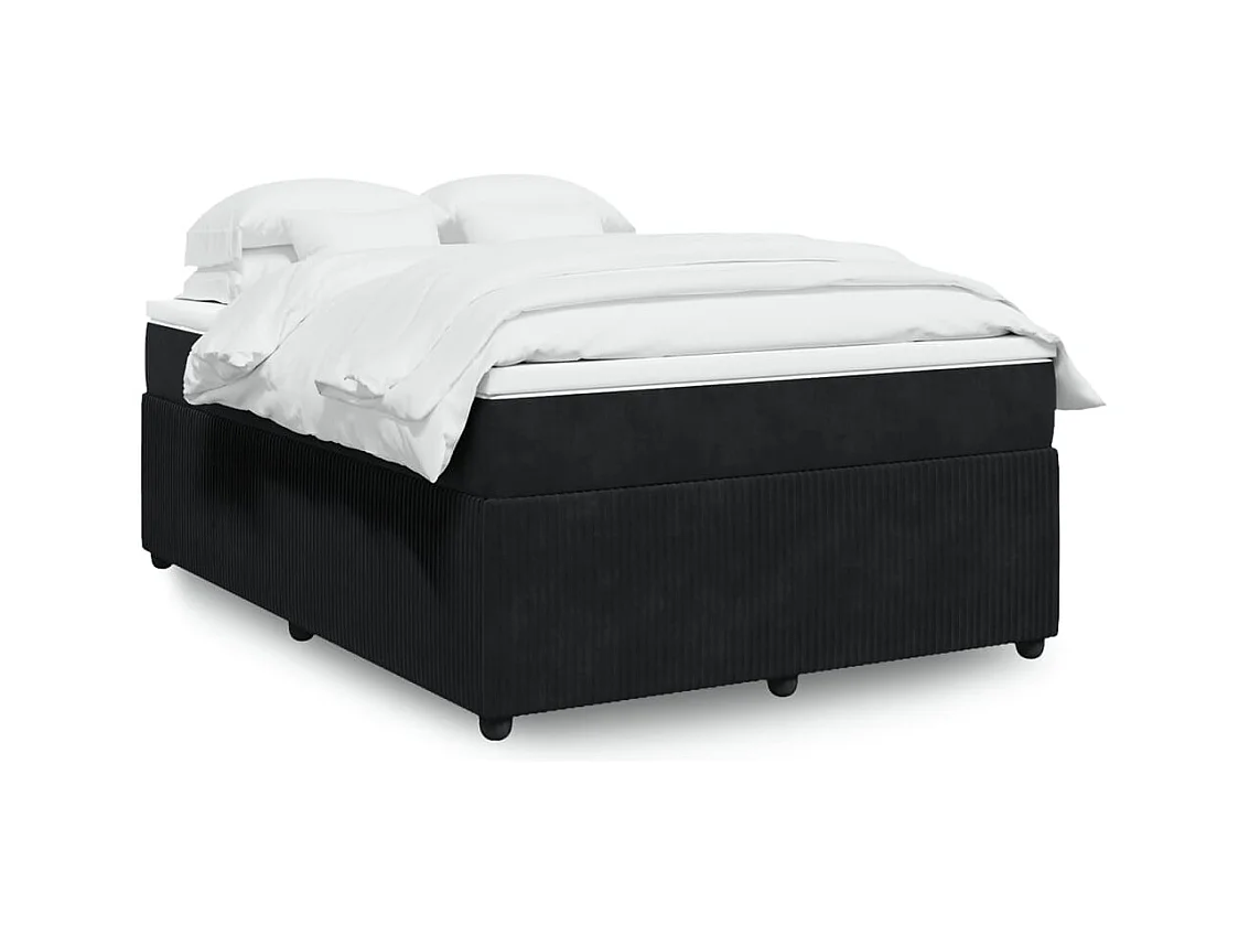 Sommier à lattes de lit avec matelas Noir 140x190 cm Velours