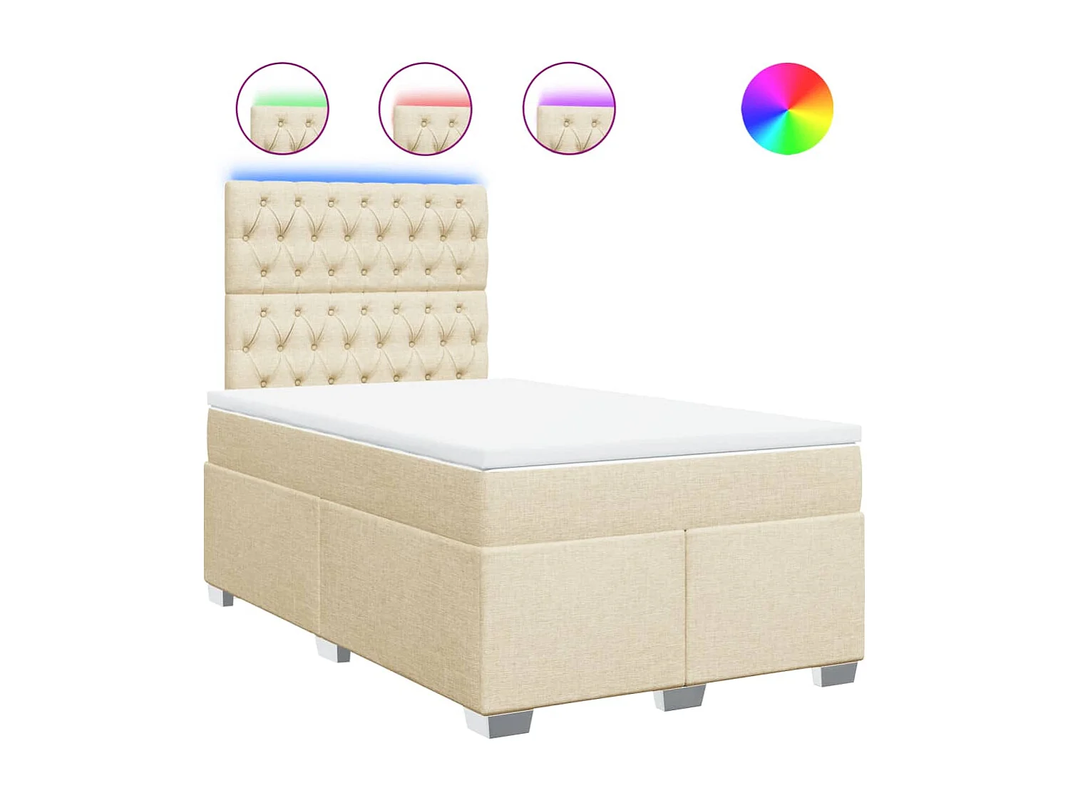 Boxspring met matras stof crèmekleurig 120x190 cm