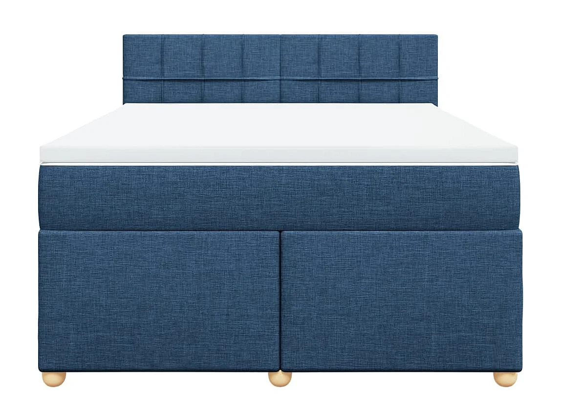 Sommier à lattes de lit avec matelas Bleu 160x200 cm Tissu