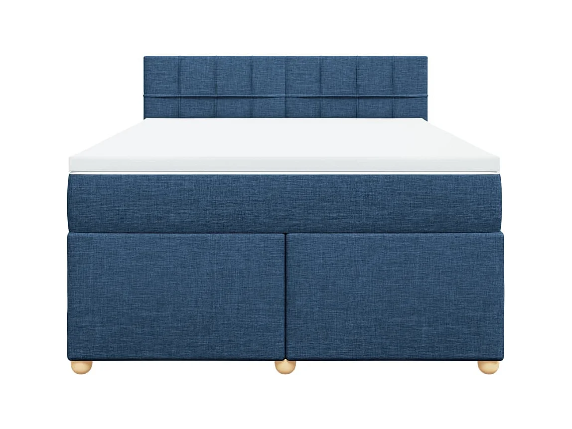 Sommier à lattes de lit avec matelas Bleu 160x200 cm Tissu