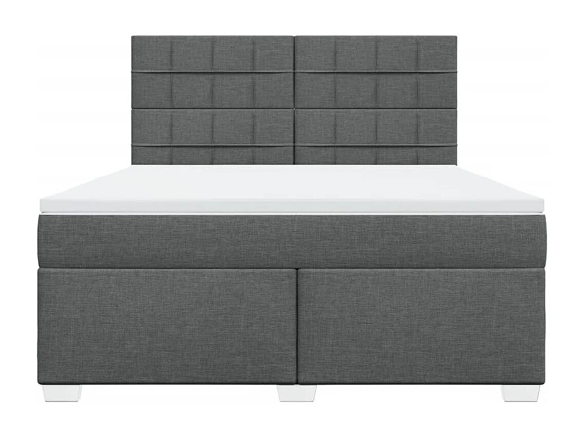 Cama box spring con colchón tela gris oscuro 180x200 cm
