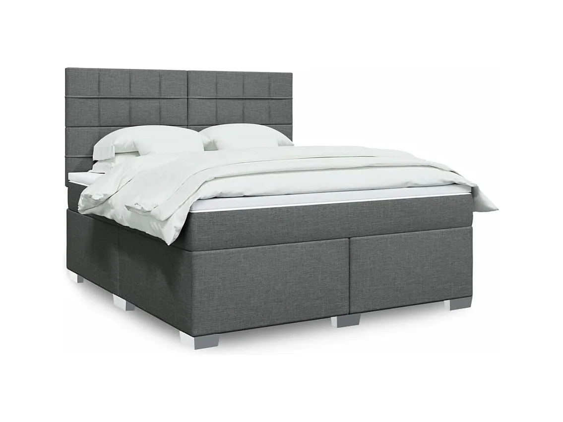 Sommier à lattes de lit avec matelas Gris foncé 180x200cm Tissu