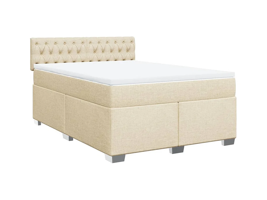 Sommier à lattes de lit avec matelas Crème 160x200 cm Tissu