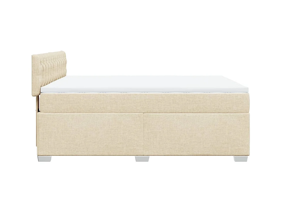 Sommier à lattes de lit avec matelas Crème 160x200 cm Tissu