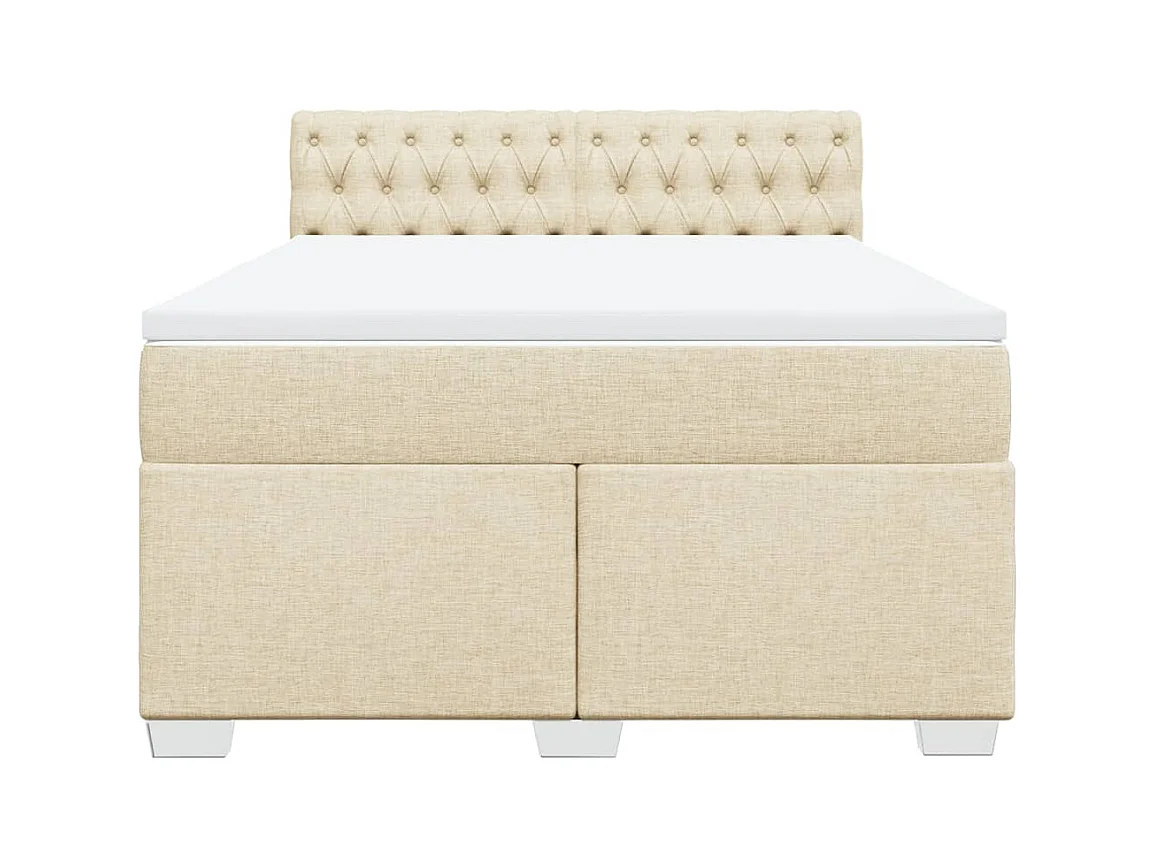 Sommier à lattes de lit avec matelas Crème 160x200 cm Tissu