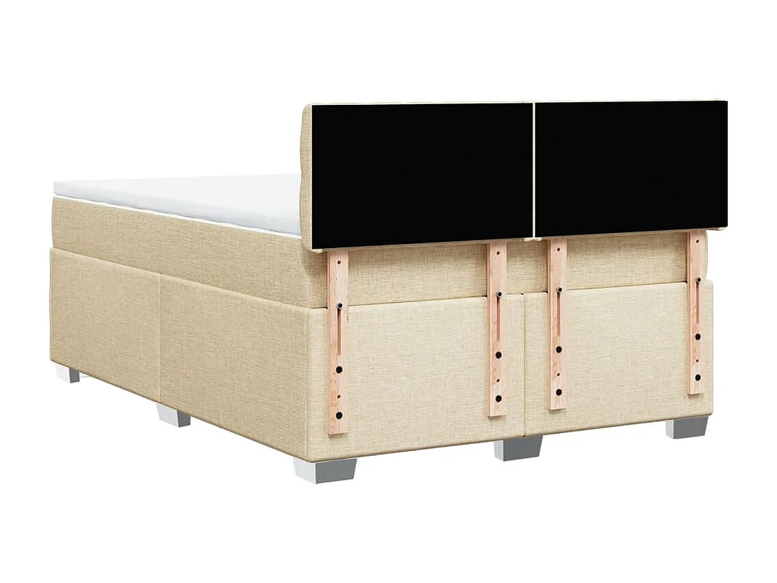 Sommier à lattes de lit avec matelas Crème 160x200 cm Tissu