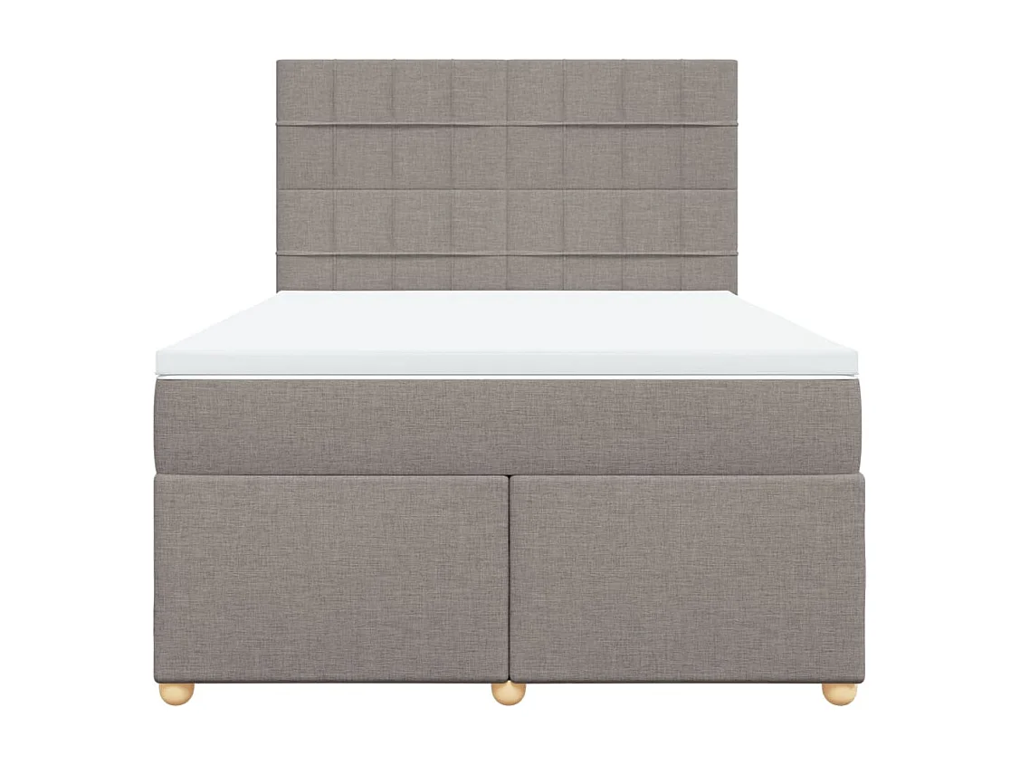 Cama box spring con colchón tela gris taupe 160x200 cm