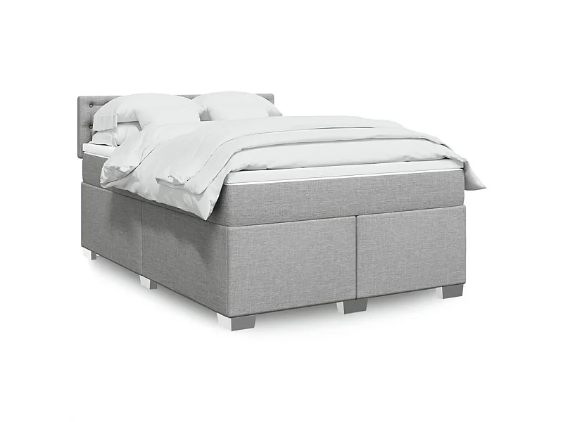 Cama box spring con colchón tela gris claro 160x200 cm