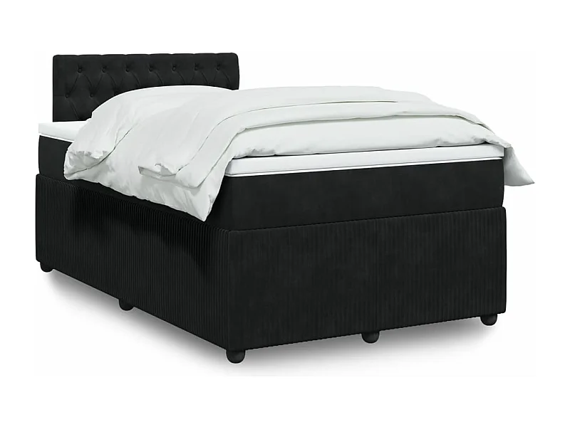 Cama box spring con colchón terciopelo negro 120x190 cm