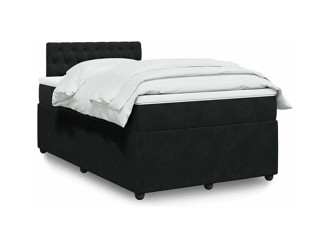 Cama boxspring com colchão 120x190 cm veludo preto