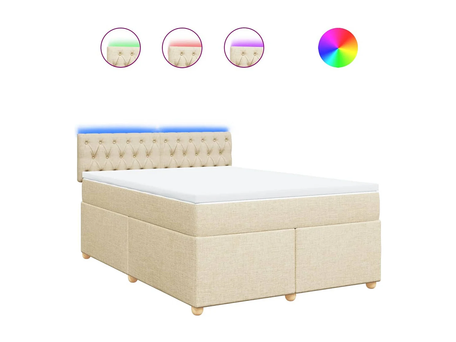 Boxspring met matras stof crèmekleurig 160x200 cm