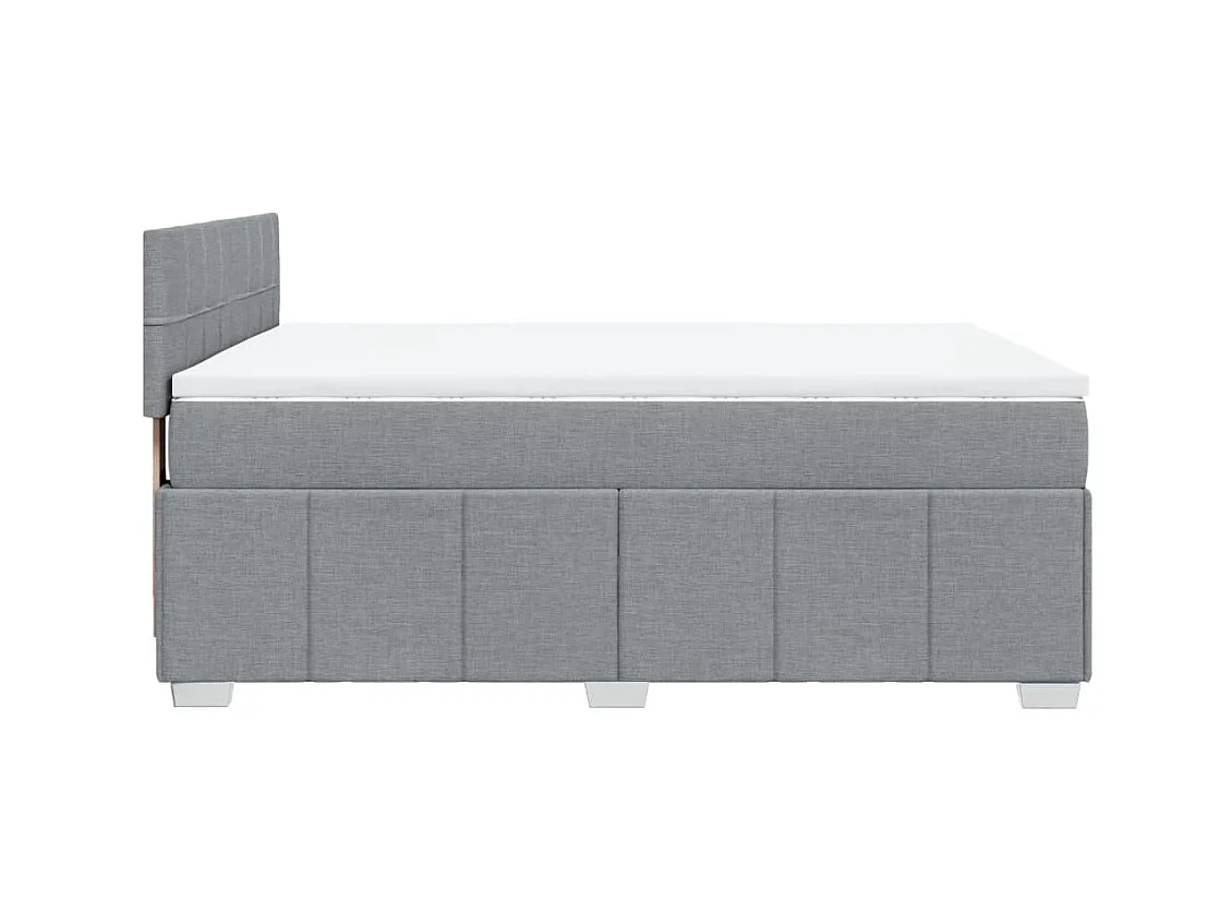 Cama box spring con colchón tela gris claro 140x200 cm