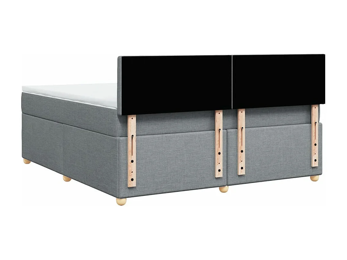 Cama box spring con colchón tela gris claro 180x200 cm