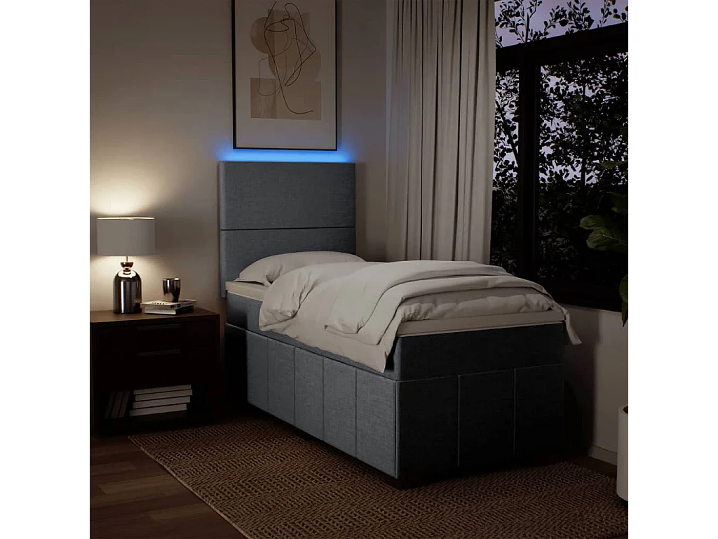 Sommier à lattes de lit avec matelas Gris clair 90x200 cm Tissu