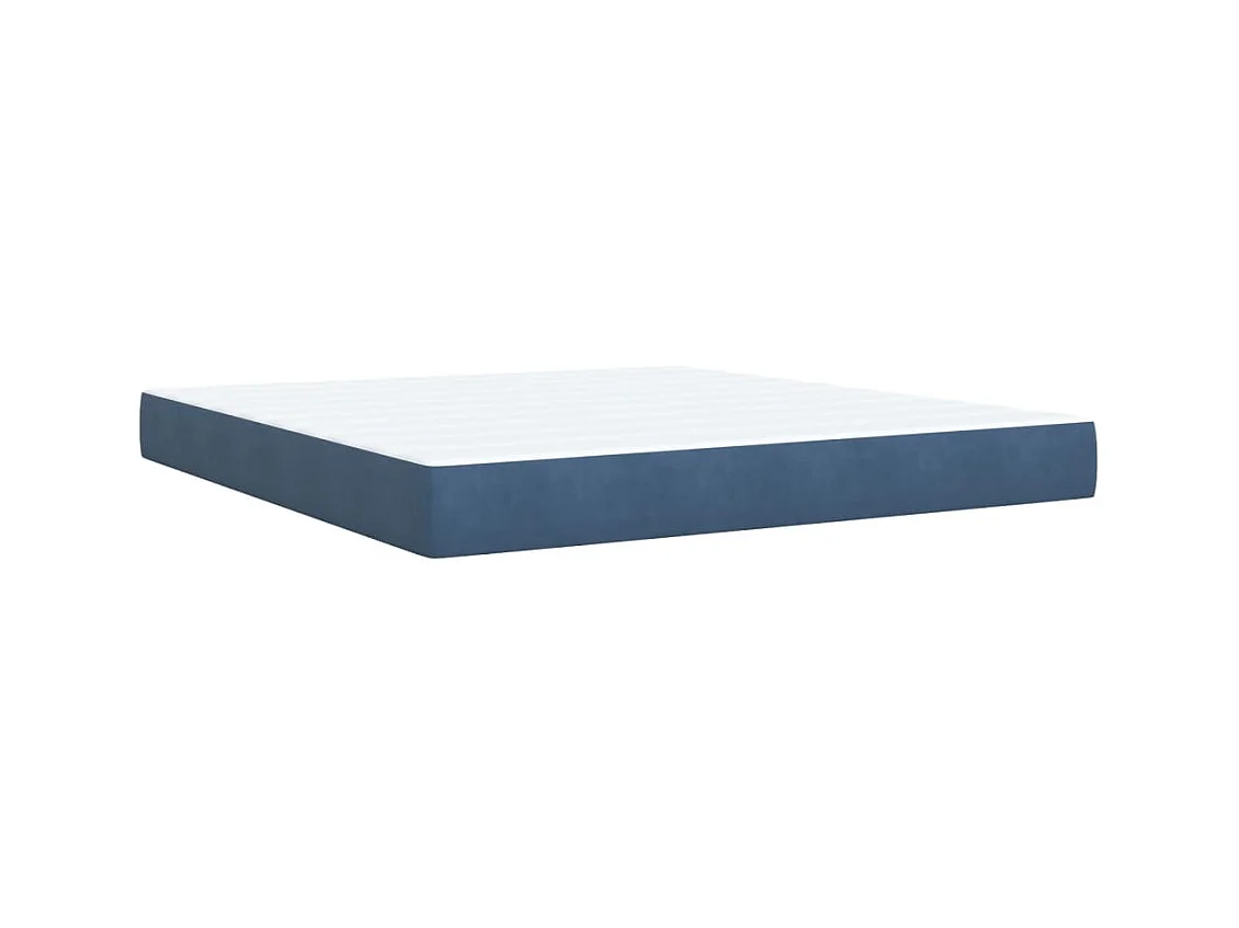 Cama box spring con colchón terciopelo azul 180x200 cm