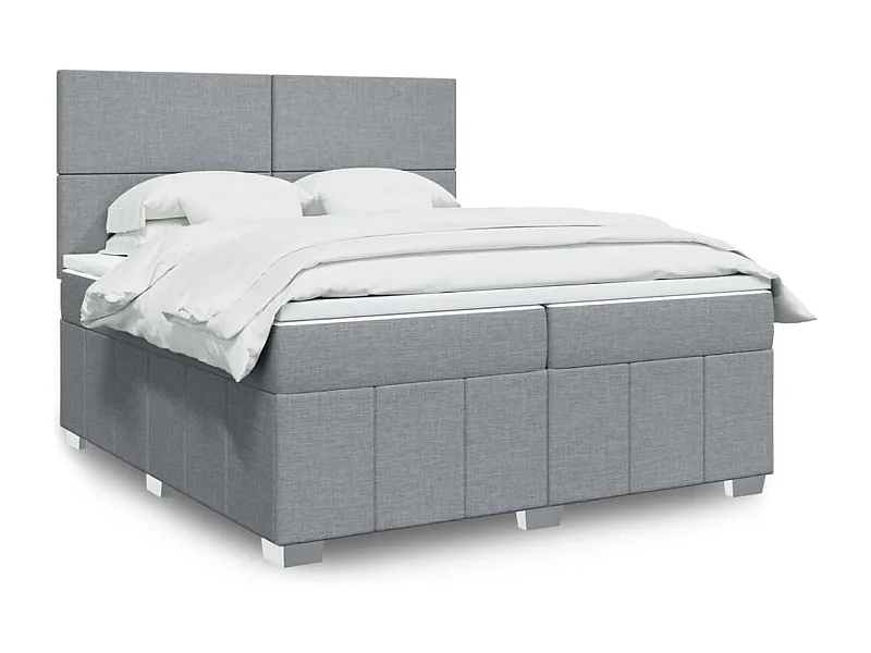 Sommier à lattes de lit avec matelas Gris clair 200x200cm Tissu