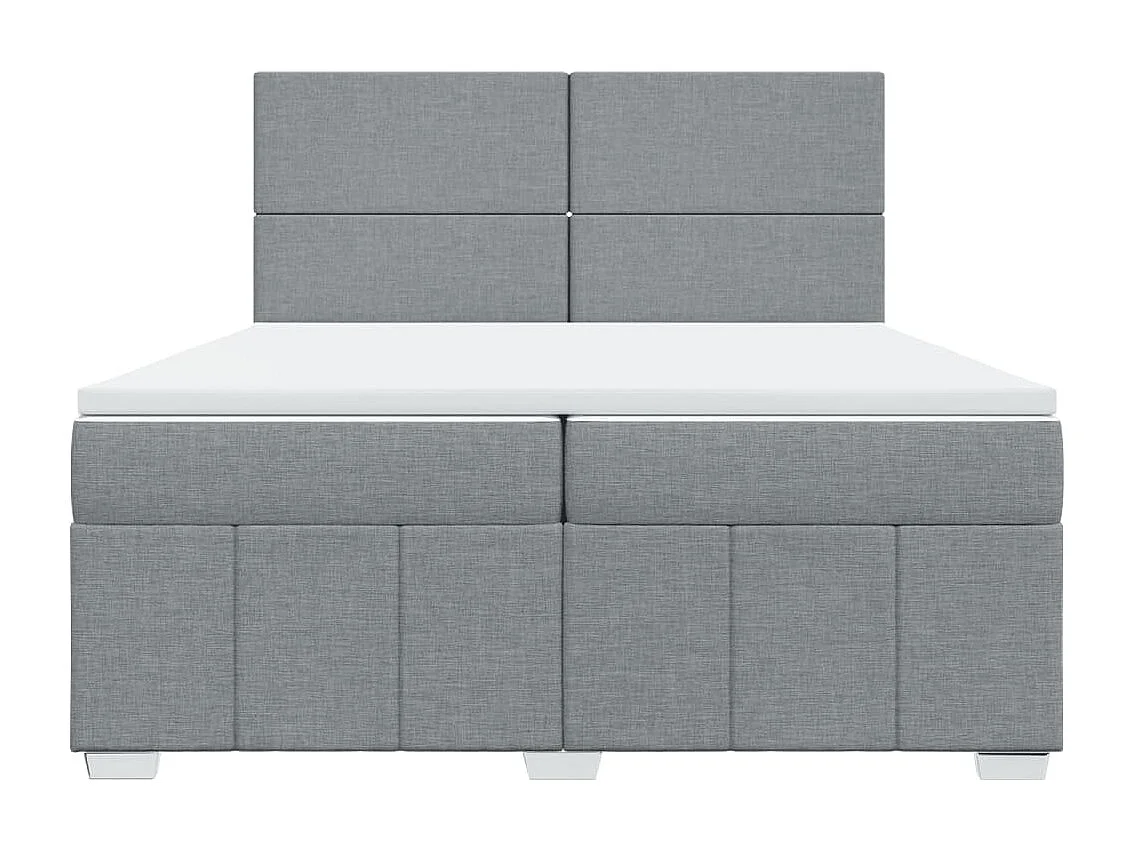 Sommier à lattes de lit avec matelas Gris clair 200x200cm Tissu