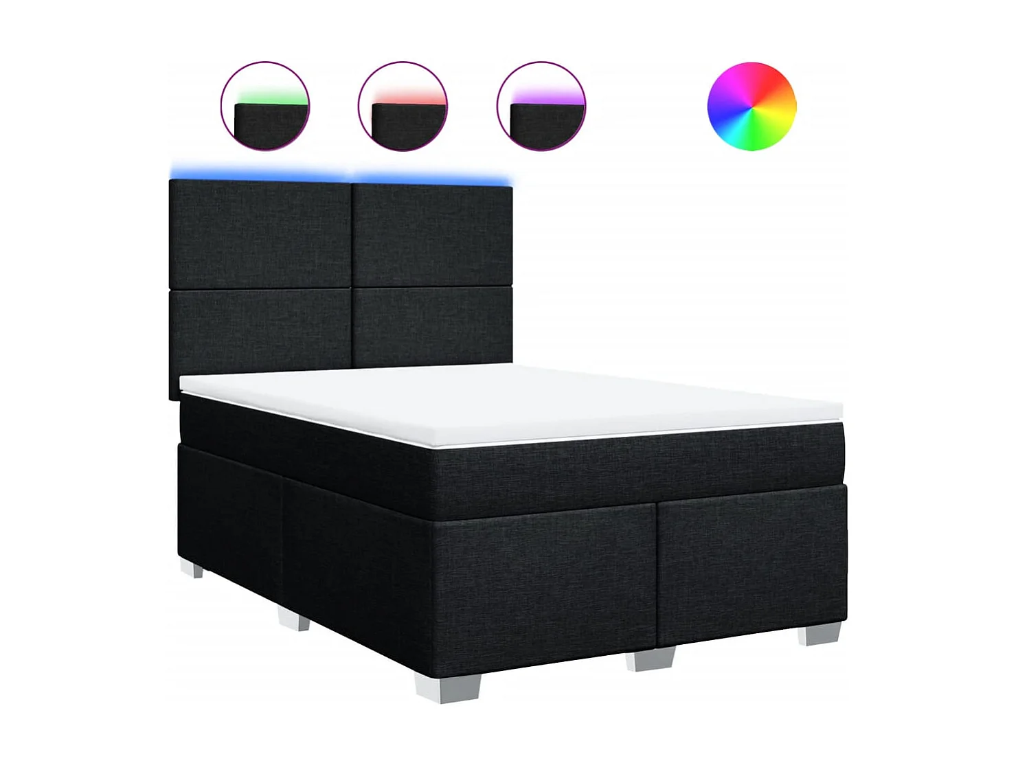 Sommier à lattes de lit avec matelas Noir 160x200 cm Tissu