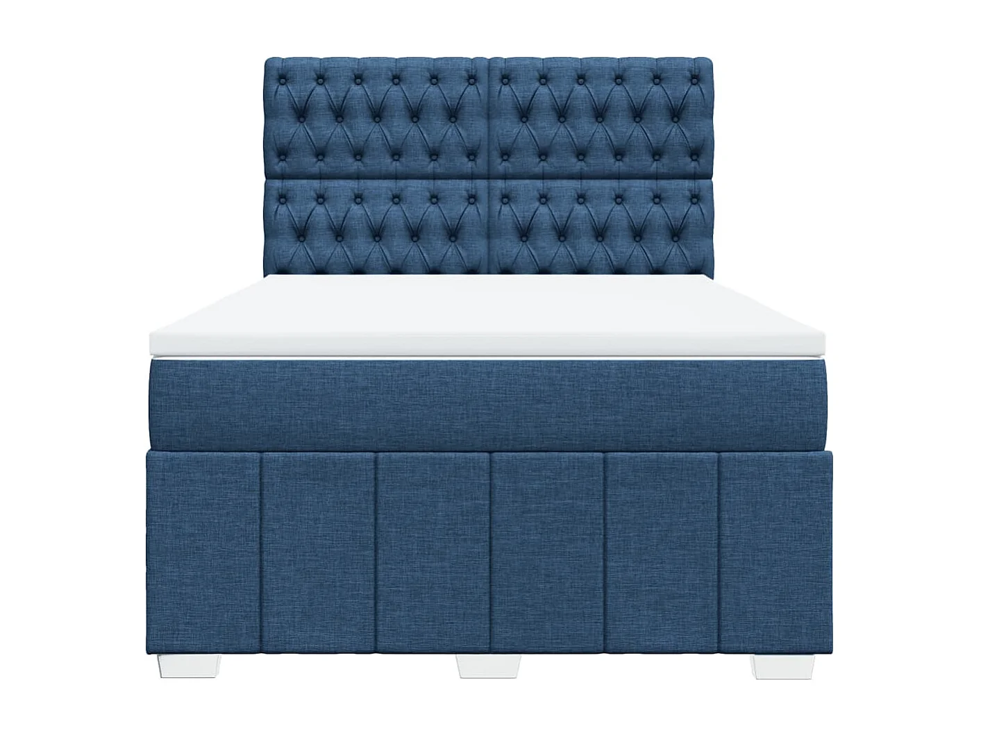 Cama box spring con colchón tela azul 140x200 cm
