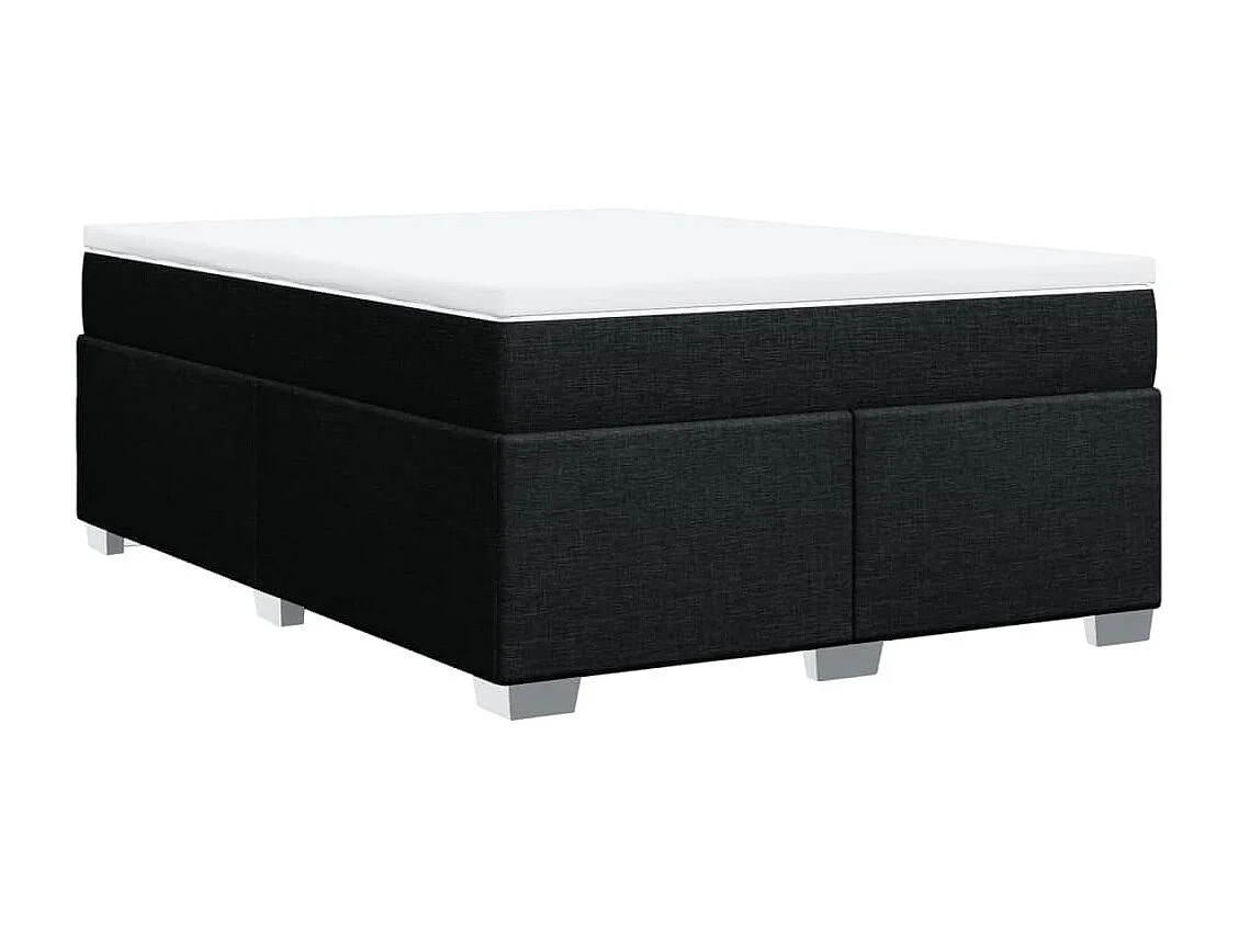 Sommier à lattes de lit avec matelas Noir 160x200 cm Tissu